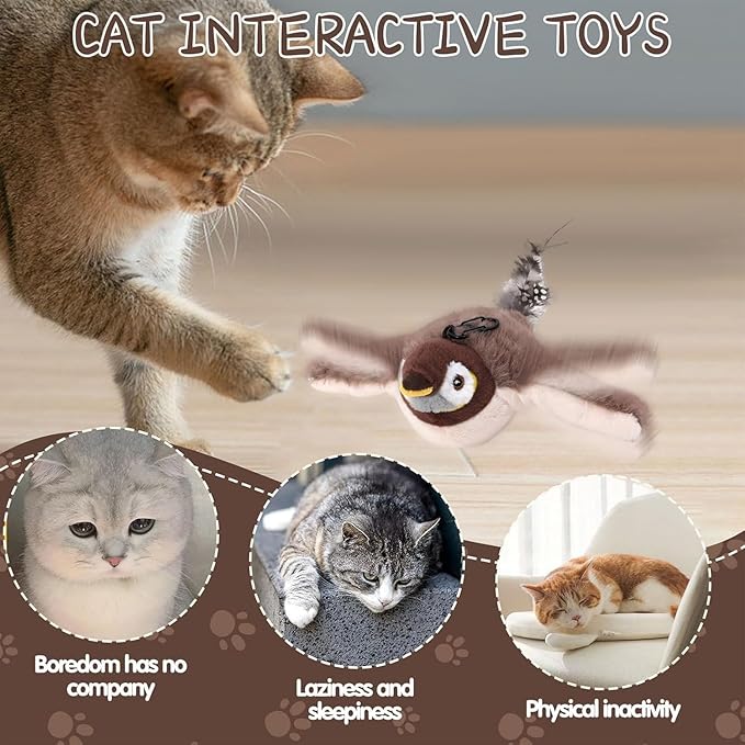 Pájaro Interactivo para Gatos – Aleteo, Sonido y Juego Activo
