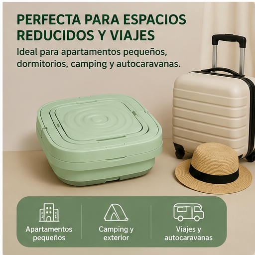 Lavadora portátil para espacios reducidos y viajes