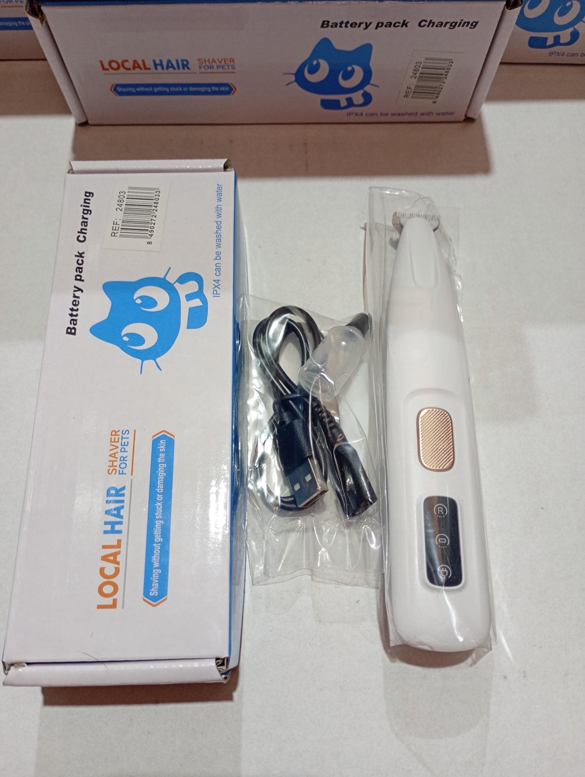 Recortadora para mascotas con cable de carga y accesorios